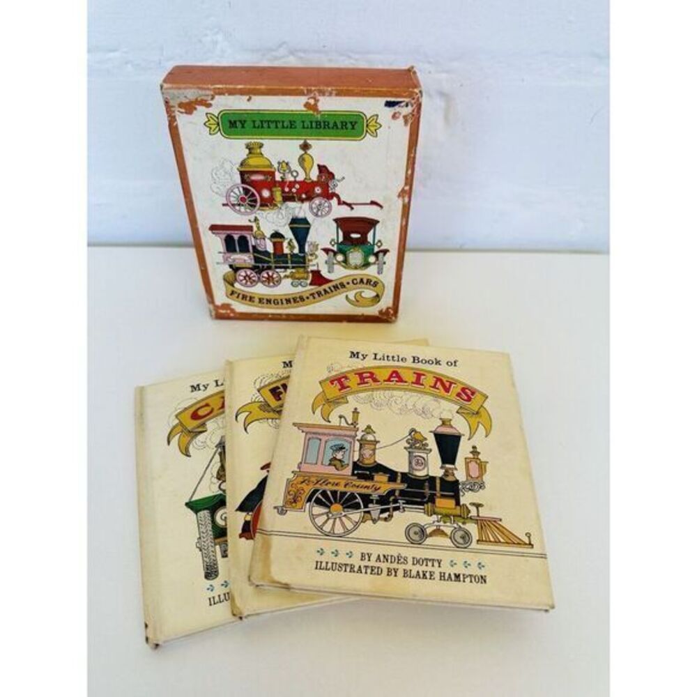 1963 Boxed Set MY LITTLE‎ LIBRARY - Fire Engines Trains Cars by Andes Dotty Used